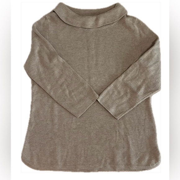Talbots Mocha Cowl Neck Sweater 3/4 Length Sleeve Women’s Size Petite Small - Picture 6 of 12